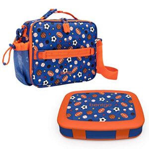 bentgo prints insulated lunch bag set with kids bento-style lunch box (sports)