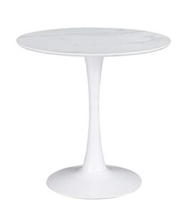 coaster furniture arkell 30-inch round pedestal white dining table 193041