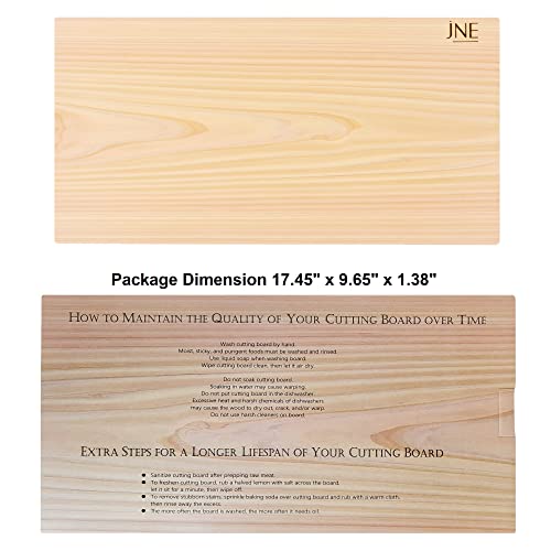 JNE Hinoki Cypress Wood Cutting Board, Chopping Board, Butcher Board, Serving Board, Solid Single Piece, No Joint, No Glue (17.3L x 9.5W x 1.2H inch)