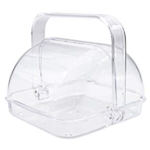 Huang Acrylic Food Basket with Rotating Lid and Handle | Great for Breakfast Pastries, Appetizers, and Snacks at Brunch, Office Parties, Holidays, Weddings | Durable, Long Lasting, Easy to Clean