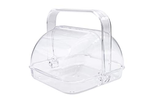 Huang Acrylic Food Basket with Rotating Lid and Handle | Great for Breakfast Pastries, Appetizers, and Snacks at Brunch, Office Parties, Holidays, Weddings | Durable, Long Lasting, Easy to Clean