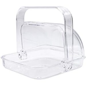 Huang Acrylic Food Basket with Rotating Lid and Handle | Great for Breakfast Pastries, Appetizers, and Snacks at Brunch, Office Parties, Holidays, Weddings | Durable, Long Lasting, Easy to Clean