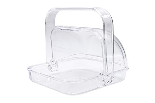 Huang Acrylic Food Basket with Rotating Lid and Handle | Great for Breakfast Pastries, Appetizers, and Snacks at Brunch, Office Parties, Holidays, Weddings | Durable, Long Lasting, Easy to Clean