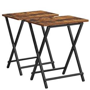 vasagle tv tray set of 2, folding tables, snack table for dinner, laptop tables, foldable, collapsible, and space-saving, industrial, rustic brown and black ulet251b01