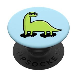 skater brachiosaurus cool boys skateboarding dinosaur popsockets popgrip: swappable grip for phones & tablets