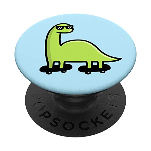 Skater Brachiosaurus Cool Boys Skateboarding Dinosaur PopSockets PopGrip: Swappable Grip for Phones & Tablets