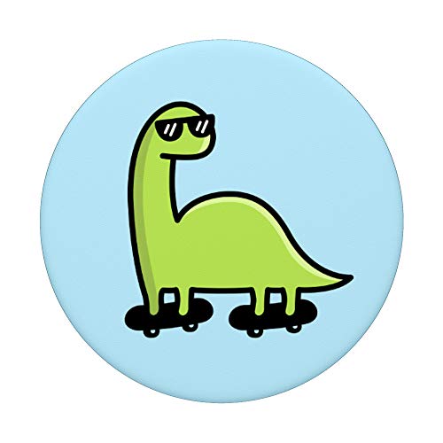 Skater Brachiosaurus Cool Boys Skateboarding Dinosaur PopSockets PopGrip: Swappable Grip for Phones & Tablets