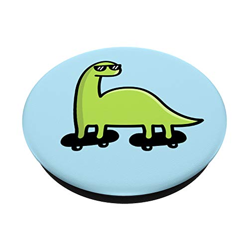 Skater Brachiosaurus Cool Boys Skateboarding Dinosaur PopSockets PopGrip: Swappable Grip for Phones & Tablets