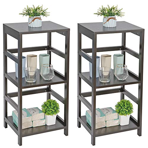 ZenStyle 3-Tier Open Storage Shelf Bookcase End Table for Bathroom Living Room Bedroom, Espresso Finish, Set of 2