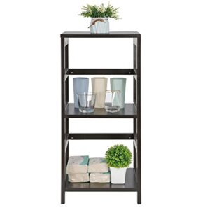 ZenStyle 3-Tier Open Storage Shelf Bookcase End Table for Bathroom Living Room Bedroom, Espresso Finish, Set of 2