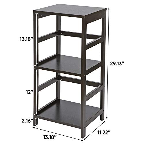 ZenStyle 3-Tier Open Storage Shelf Bookcase End Table for Bathroom Living Room Bedroom, Espresso Finish, Set of 2