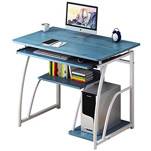 Computer Desk with Pullout Keyboard Tray,Compact Home Office Deskwith Storage Shelves,Pc Laptop Table Workstation for Small Place