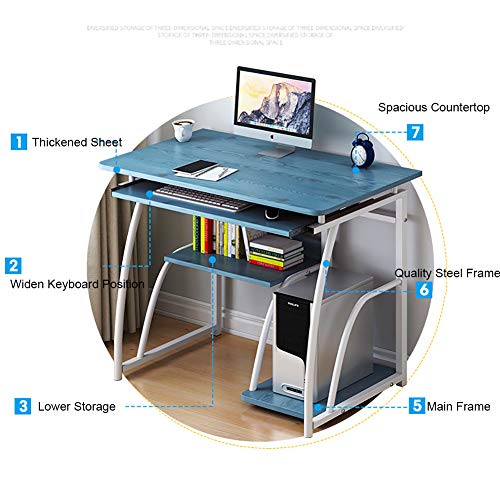 Computer Desk with Pullout Keyboard Tray,Compact Home Office Deskwith Storage Shelves,Pc Laptop Table Workstation for Small Place