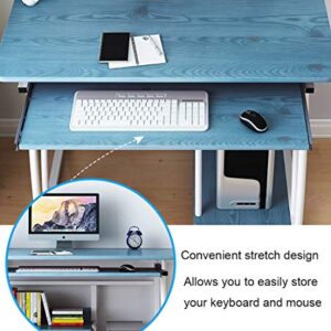 Computer Desk with Pullout Keyboard Tray,Compact Home Office Deskwith Storage Shelves,Pc Laptop Table Workstation for Small Place