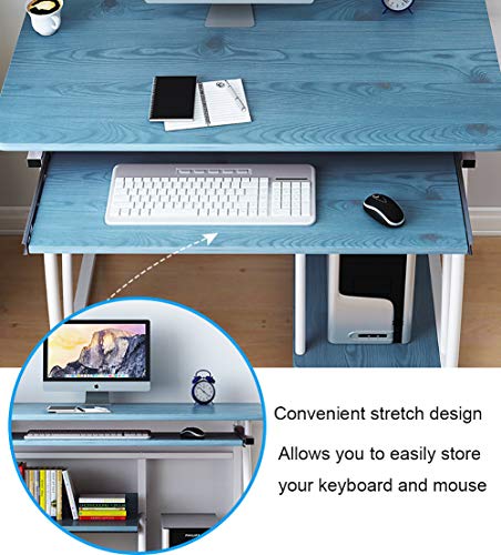 Computer Desk with Pullout Keyboard Tray,Compact Home Office Deskwith Storage Shelves,Pc Laptop Table Workstation for Small Place