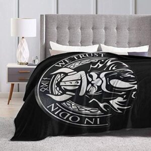 in Odin We Trust Thor Vikings Wolf Wolves Norse Throw Blanket Ultra-Soft Micro Fleece Blanket Movies Blanket for Bed Couch Living Room 60"x50"