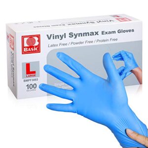large disposable vinyl exam gloves, 4 mil-thick -latex free powder free, food safe, cleaning gloves-blue, 100 count