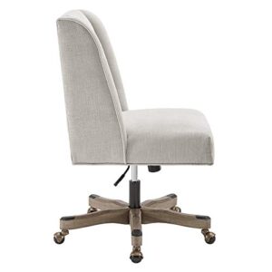 Riverbay Furniture Upholstered Swivel Office Chair in Natural Linen