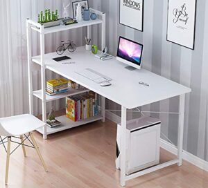 computer desk with shelves,modern writing desk with storage bookshelf reversible study office table,study desk writing table for home office