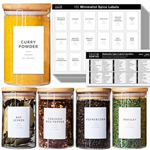 savvy & sorted minimalist spice labels for spice jars | 146 spice jar labels stickers for containers | spice labels stickers preprinted | spice organizing labels herb seasoning kitchen pantry labels