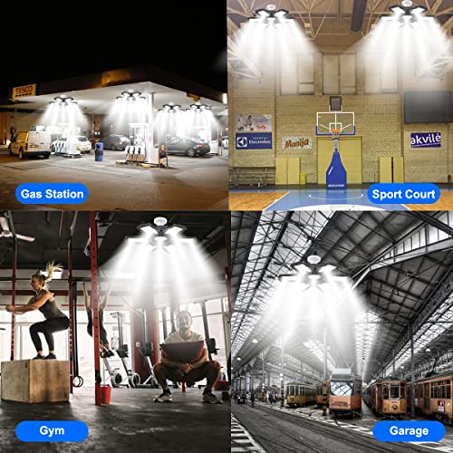 LED Garage Lights, 150W 15000 Lumens Garage Lights, Daylight Garage Lighting, Deformable Garage Ceiling Lights with 6+1 Adjustable Panels, E26/E27 LED Shop Lights for Workshop, Basement and Warehouse