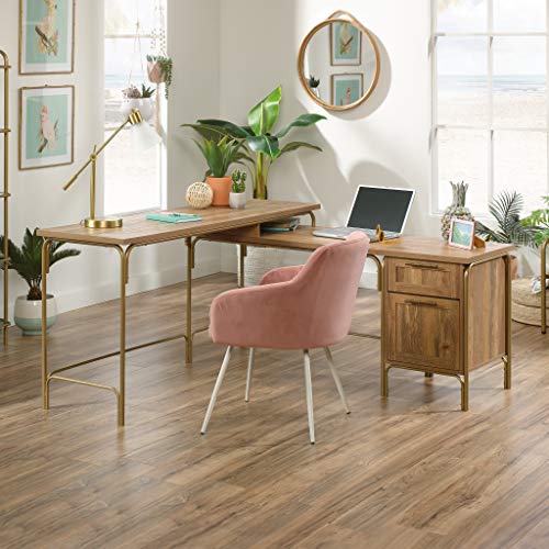 Sauder Coral Cape L-Desk, L: 60.55" x W: 59.09" x H: 30.08", Sindoori Mango Finish