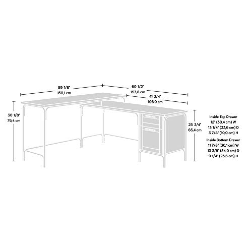 Sauder Coral Cape L-Desk, L: 60.55" x W: 59.09" x H: 30.08", Sindoori Mango Finish