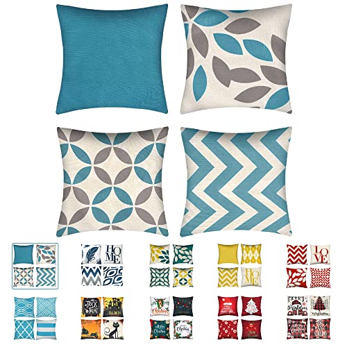pendali Throw Pillow Covers 18x18, Decorative Square Throw Pillow Cover Cushion Covers Pillowcase, Home Decor Decorations for Sofa Couch Bed Chair Car, Set of 4, Pillow Protector