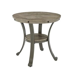 powell pewter metal and rustic wood side table franklin dining
