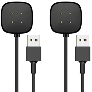 eucarlos 2 pack charger cable compatible with sense/sense 2/versa 4/versa 3, 3.3ft replacement usb charging cable dock stand sturdy power cord for sense/sense 2/versa 4/versa 3 smartwatch