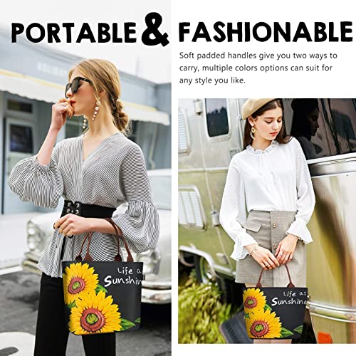 Gloppie Insulated Lunch Bags for Women Lunch Box Leak Proof Cooler Tote Purse Large Food Container Meal Prep for Work Beach Picnic 9L Maple Leaf + Sunflower