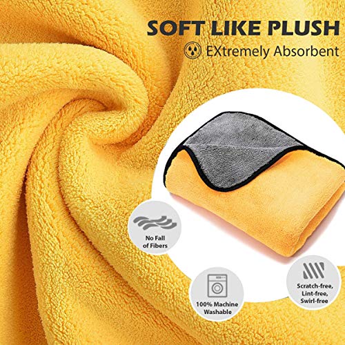 Dry Towel for Cars, (4 Pack) Microfiber Extra Thick Cleaning Cloths,Car Drying Towel Scratch-Free Car Detailing Buffing Polishing Soft Super Absorbent Towel 800 GSM 12 in x24 in