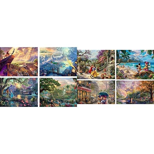 Ceaco Thomas Kinkade The Disney Collection 4 in 1 Multipack & Thomas Kinkade The Disney Dreams Collection 4 in 1 Multipack Lion King, Peter Pan, Princess & The Frog, & Jungle Book Jigsaw Puzzles