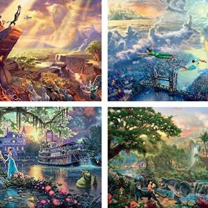 Ceaco Thomas Kinkade The Disney Collection 4 in 1 Multipack & Thomas Kinkade The Disney Dreams Collection 4 in 1 Multipack Lion King, Peter Pan, Princess & The Frog, & Jungle Book Jigsaw Puzzles