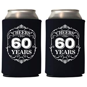 veracco cheers to 60 years 60th birthday gift sixty and fabulous party favors decorations can coolie holder (black, 6)