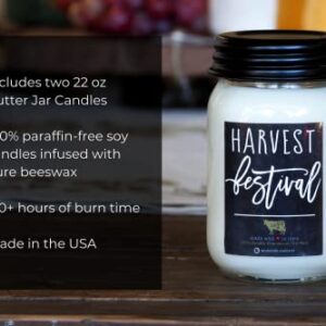 Milkhouse Candle Company Harvest Festival 2-Pack Mason Jar Candles | 13oz Glass Jar Scented Candles for The Home | Farmhouse Home Decor | Soy Candles USA