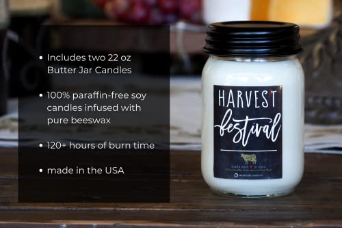 Milkhouse Candle Company Harvest Festival 2-Pack Mason Jar Candles | 13oz Glass Jar Scented Candles for The Home | Farmhouse Home Decor | Soy Candles USA