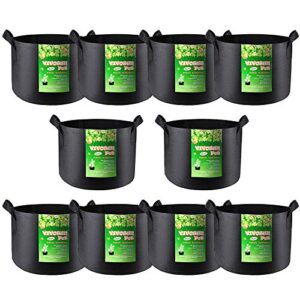 vivosun 10-pack 15 gallon grow bags, reinforced planter fabric pots for gardening black