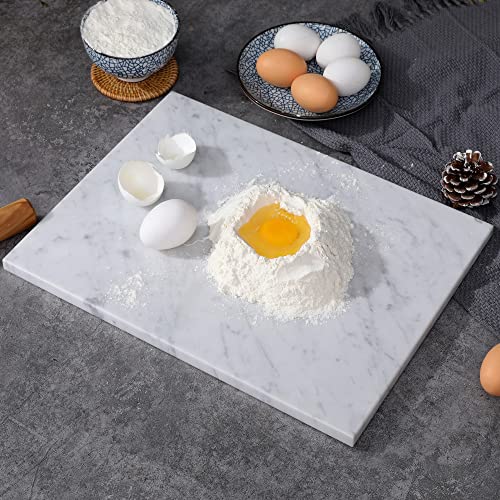 JESSILIN HOME Marble Cheese Pastry Board 16" x 12", Marble Cutting Board, Marble Serving Tray for Pastries, Bread, Pizza, Carrara White