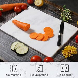 JESSILIN HOME Marble Cheese Pastry Board 16" x 12", Marble Cutting Board, Marble Serving Tray for Pastries, Bread, Pizza, Carrara White