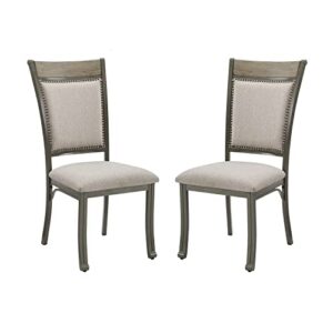 powell pewter metal and rustic wood side 2 pack (2 chairs) franklin dining
