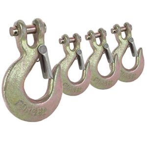 4pcs 1/4-inch forged steel clevis slip hook with safety latch, g70 heavy duty towing winch hook for trailer truck transport