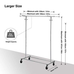 GREENSTELL Garment Rack with PVC Cover on Wheels (Standard Size) + Garment Rack with PVC Cover on Wheels (Lager Size), Heavy Duty Adjustable Clothing Rack with Extendable Hanging Railand Two Hooks