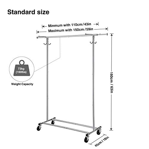 GREENSTELL Garment Rack with PVC Cover on Wheels (Standard Size) + Garment Rack with PVC Cover on Wheels (Lager Size), Heavy Duty Adjustable Clothing Rack with Extendable Hanging Railand Two Hooks