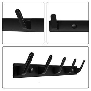 soclim Coat Hooks for Wall Coat Rack Wall Mounted Hat Rack for Wall with 5 Coat Hooks Wall Mounted for Bedroom Entryway, Made of Lightweight but Sturdy Space Aluminum, 17-Inch - 2 Pack Matte Black