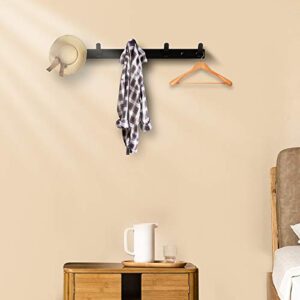 soclim Coat Hooks for Wall Coat Rack Wall Mounted Hat Rack for Wall with 5 Coat Hooks Wall Mounted for Bedroom Entryway, Made of Lightweight but Sturdy Space Aluminum, 17-Inch - 2 Pack Matte Black