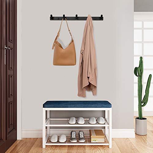 soclim Coat Hooks for Wall Coat Rack Wall Mounted Hat Rack for Wall with 5 Coat Hooks Wall Mounted for Bedroom Entryway, Made of Lightweight but Sturdy Space Aluminum, 17-Inch - 2 Pack Matte Black