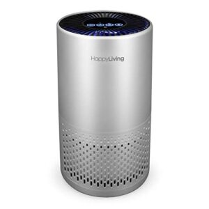 happy living h13 hepa air purifiers for home, 4-stage filtration bedroom air cleaner 360-degree for smokers, odors, allergens, pets, pollen, dust, sleep mode, 240 sq ft…