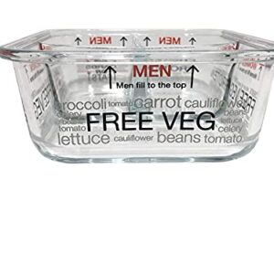 Portion Perfection Portion Control Container - Glass Meal Prep Containers Reusable for Food/Lunchbox 3pk, Oven-safe, 3 Compartment with Lids, Practical Weight Control, Clear Instruction Guide