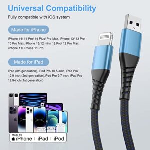(2pack)1ft Short iPhone Charger Cable for Apple MFi Certified, Short Lightning Cable 1 Foot, Charging Station iPhone USB Cord for iPhone 11/11Pro/11Max/X/XS/XR/XS Max/8/7/6/5S/SE/iPad Mini Air （Blue）